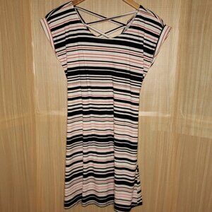 LCW Casual T-shirt Striped Mini Dress Small